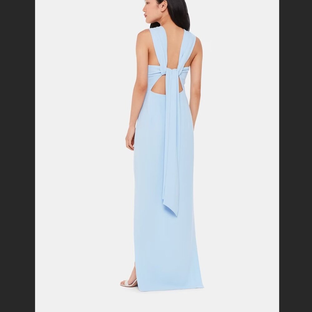 WHISTLES Pale Blue Tie Back Maxi Dress - US 8 / UK 12